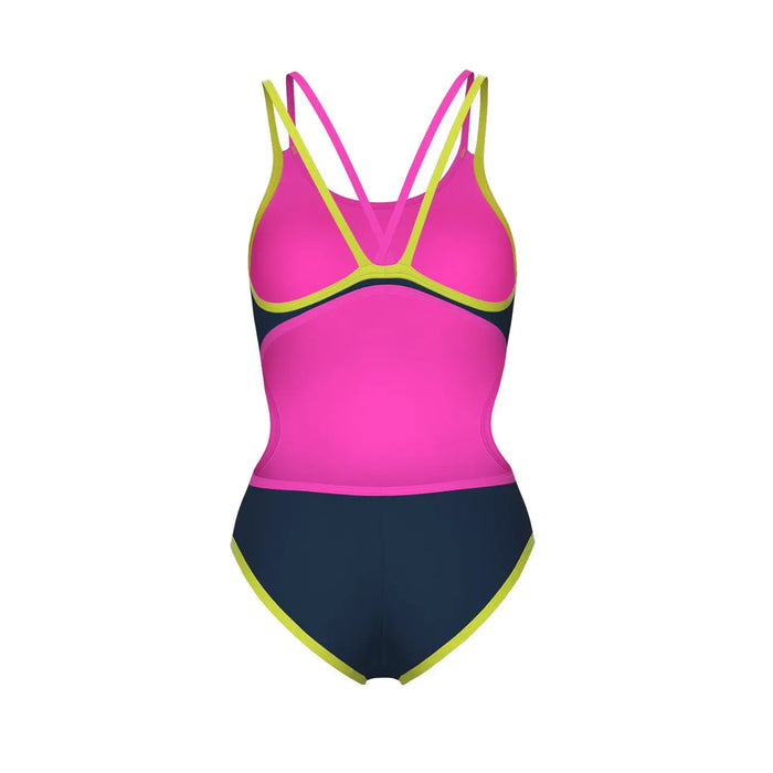 W One Double Cross Back One Piece navy-pink-soft green Arena