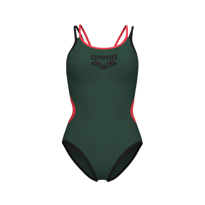 W One Double Cross Back One Piece sage-black-fluo red Arena