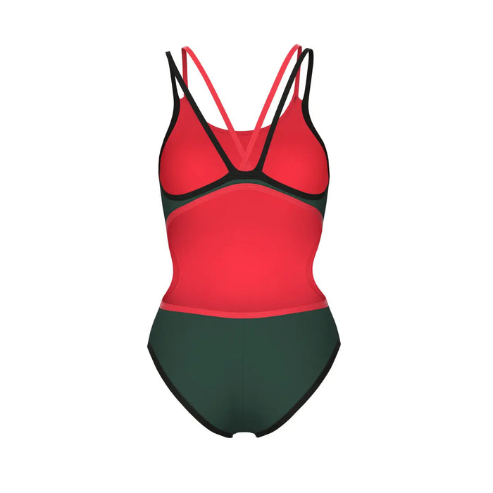 W One Double Cross Back One Piece sage-black-fluo red Arena
